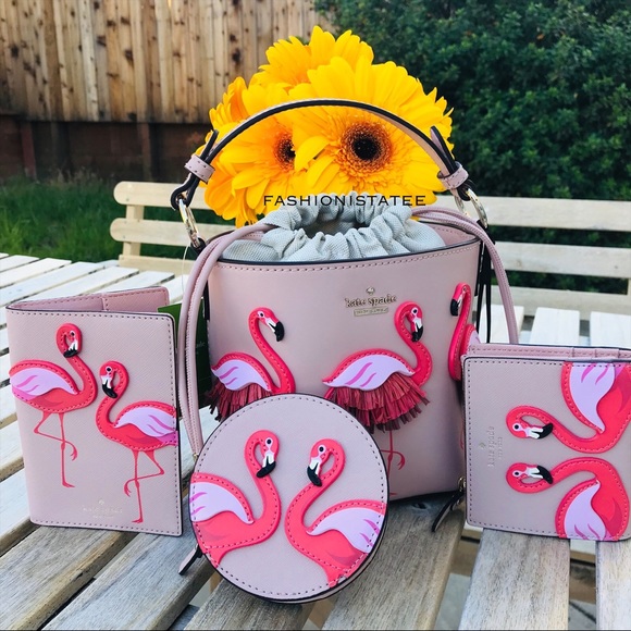 kate spade Handbags - Kate spade flamingo by the pool bucket wallet set